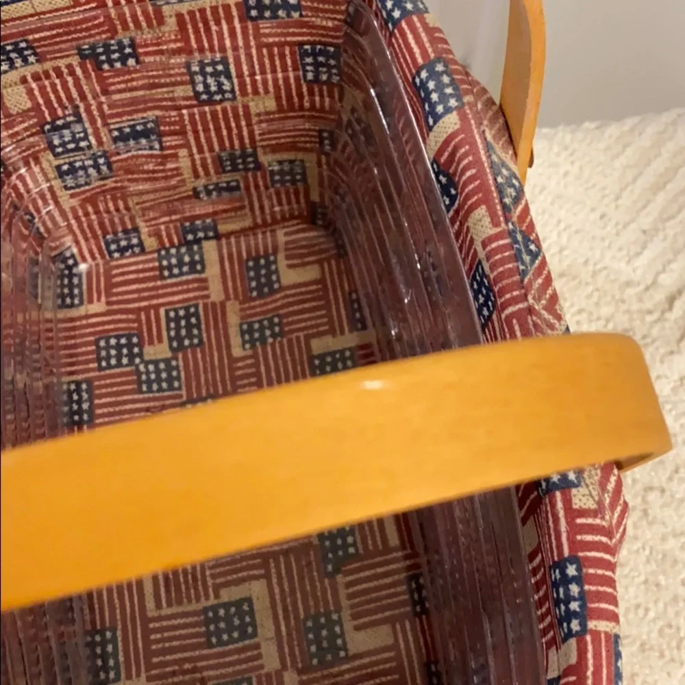 Vintage Longaberger Basket Family Signatures Red Blue Fabric Liner Protector